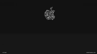 Logo Apple en icone e, fond d'écran Freebox